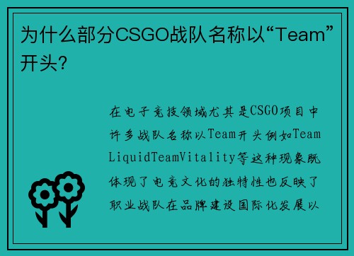 为什么部分CSGO战队名称以“Team”开头？